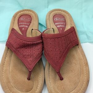 Dr. Scholl's Red Sandals Memory Foam Leather Sz 7